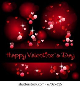 vector greeting card with hearts, lights and place for your text