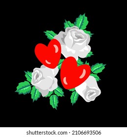 Vector - Greeting card with hearts and roses, invitation template.
