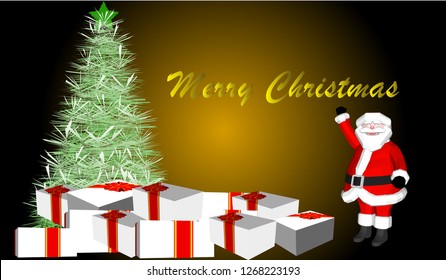 Vector Greeting Card Hello Merry Christmas
