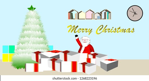 Vector Greeting Card Hello Merry Christmas