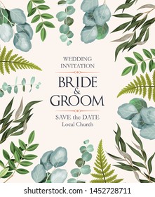 Vector greeting card with high detailed greenery