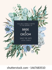 Vector greeting card with high detailed greenery