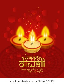Vector greeting card for Hindu community festival Diwali . Happy Diwali Indian Religious festival background illustration. 