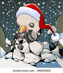 vector greeting card - hip hip snowman
