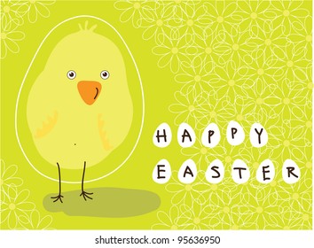 Vector greeting card with a holiday of Easter and the image of the chicken / Happy Easter!