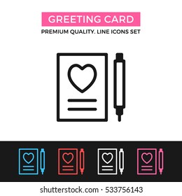 Vector greeting card icon. Invitation, Valentine's day concepts. Premium quality graphic design. Modern signs, symbols, simple thin line icons set for websites, web design, mobile app, infographics
