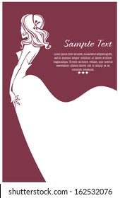 vector greeting card with image of beautiful romantic girl 