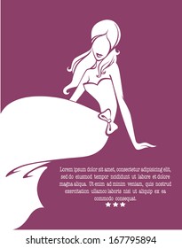 vector greeting card with image of beautiful romantic girl