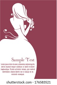 vector greeting card with image of beautiful romantic girl