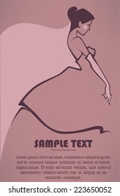 vector greeting card with image of beautiful bride