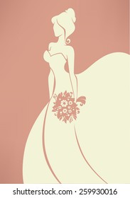 vector greeting card with image of romantic bride