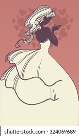 vector greeting card with image of romantic bride