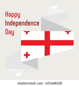 Vector greeting card for Independance day of Georgia. White banner with the flag of Georgia