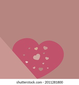 Tarjeta de bienvenida vectorial o invitación con un gran corazón rosado en un fondo desnudo con un lugar para tu texto