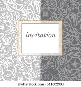 Vector greeting card. Invitation for holiday, wedding ,birthday. Card with floral ornament.