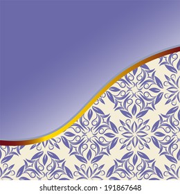 vector greeting card or invitations card with blue and white floral pattern
