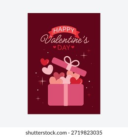 Diseño de tarjeta de felicitación de Vector para el día de San Valentín con temas románticos Elementos de corazón y mensajes de amor dulce adecuados para carteles impresos, invitaciones y diseños de redes sociales