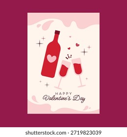 Diseño de tarjeta de felicitación de Vector para el día de San Valentín con temas románticos Elementos de corazón y mensajes de amor dulce adecuados para carteles impresos, invitaciones y diseños de redes sociales
