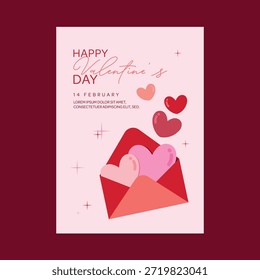 Diseño de tarjeta de felicitación de Vector para el día de San Valentín con temas románticos Elementos de corazón y mensajes de amor dulce adecuados para carteles impresos, invitaciones y diseños de redes sociales