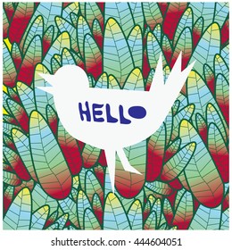 Vector greeting card with leaves background pattern design and illustration