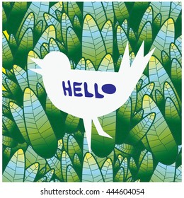 Vector greeting card with leaves background pattern design and illustration