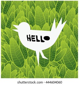 Vector greeting card with leaves background pattern design and illustration