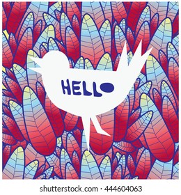 Vector greeting card with leaves background pattern design and illustration