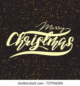 Vector greeting card with lettering Merry Christmas.