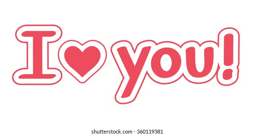 Vector greeting card with I love you inscription