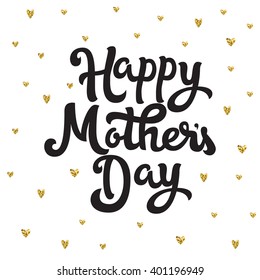 Vector greeting card in memphis pop style. Happy Mothers day. Lettering quote. Card for Mothers day with modern ink texture.  