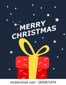 vector greeting card of merry christmas and hello xmas with santa and gift