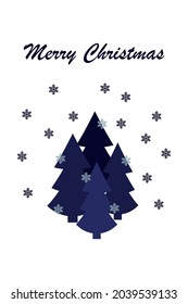 Vector greeting card. Merry Christmas card. Greeting card with new year tree. Happy Christmas. The winter illustration with pine trees.