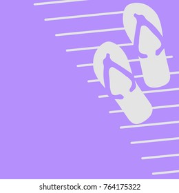 Vector greeting card National Jandal Day. Sandals on the beach. New Zealand. 