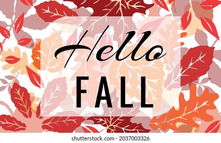 Tarjeta de saludo vectorial en un fondo abstracto de hojas de otoño