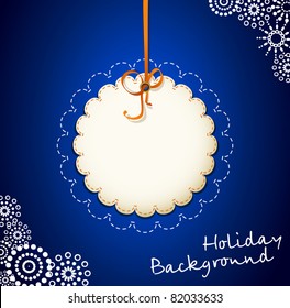 vector greeting card on a blue background with bow