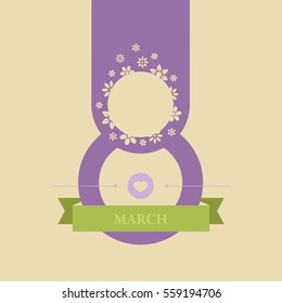Vector greeting card on the day of March 8. International Womens Day