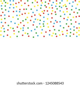 Vector greeting card on a festive theme. Flying confetti, there is free space for photo or text.