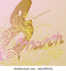 Vector greeting card on March 8. Inscriptions. Happy women's day.