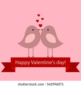 Vector greeting card on the theme of Valentine's day celebrations. A pair of lovers birds.