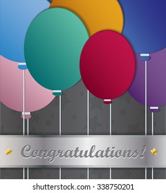 Vector Greeting card with paper balloons and place for text. 