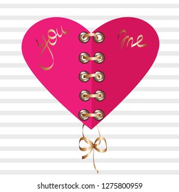 Vector greeting card with paper hearts, made up of two halves. Romantic background for Valentine's Day and wedding invitations.