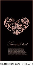vector greeting card with pastel ornate heart