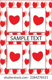 Vector greeting card with pattern fill in the shape of a heart on the background. Sections with shading. Postor to complete the text. Heart on a stick. Love, for love, Mother's Day, Valentine's Day.
