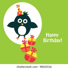 Vector greeting card with a penguin
