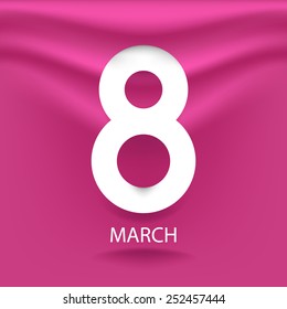 Vector greeting card with pink background. 8 march - woman's day.