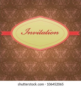 Vector greeting card with pink band and lace elements
