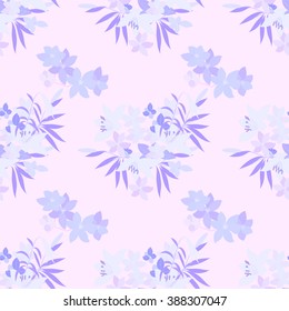 Vector greeting card with pink lily and violet arabis flower arrangement for your celebration
