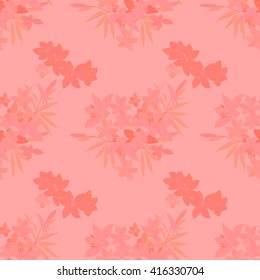 Vector greeting card with pink lily and violet arabis flower arrangement for your celebration