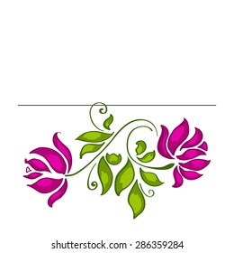 Vector greeting card with pink roses for your design