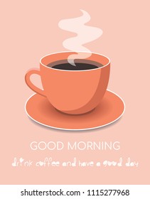 Tarjeta de bienvenida vectorial, cartel o plantilla de diseño de carteles en un estilo moderno con frase de letras - buena mañana